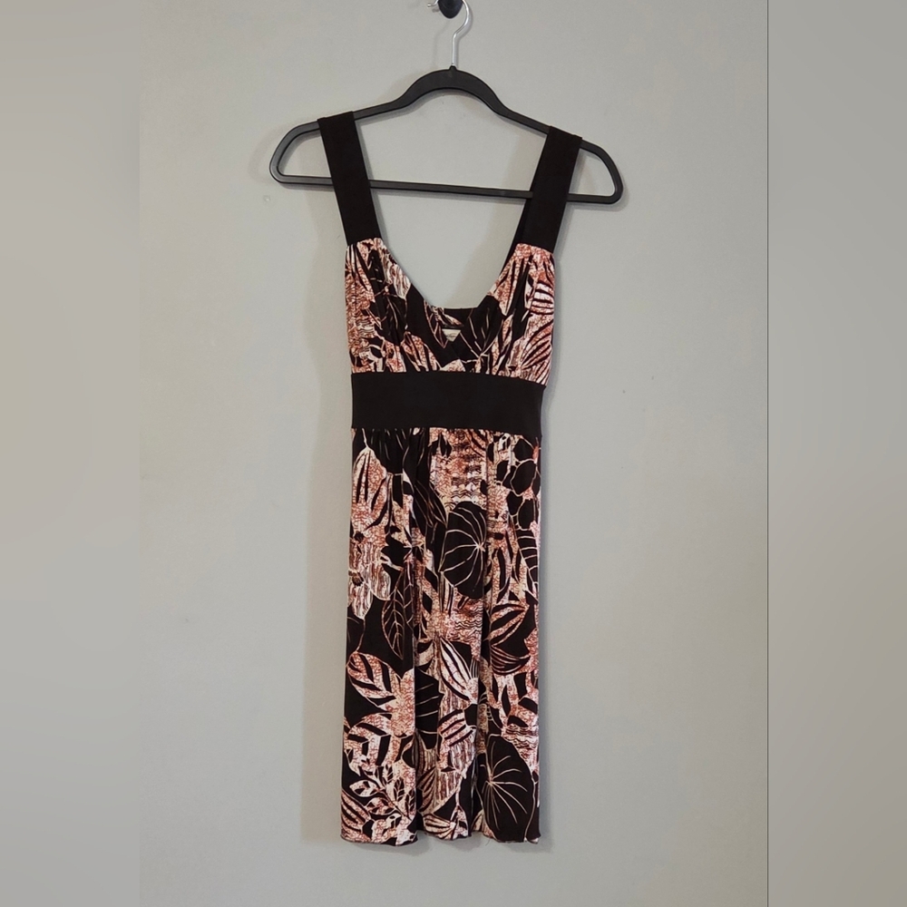 Speechless Brown and Orange Tropical Print Baby Doll Dress Juniors Size M